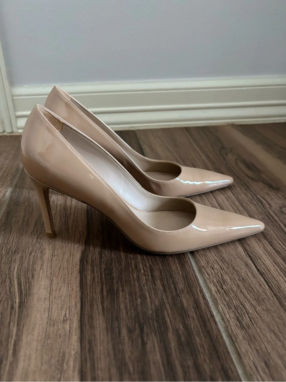 Stuart Weitzman Blush Patent Pointed-Toe Pumps